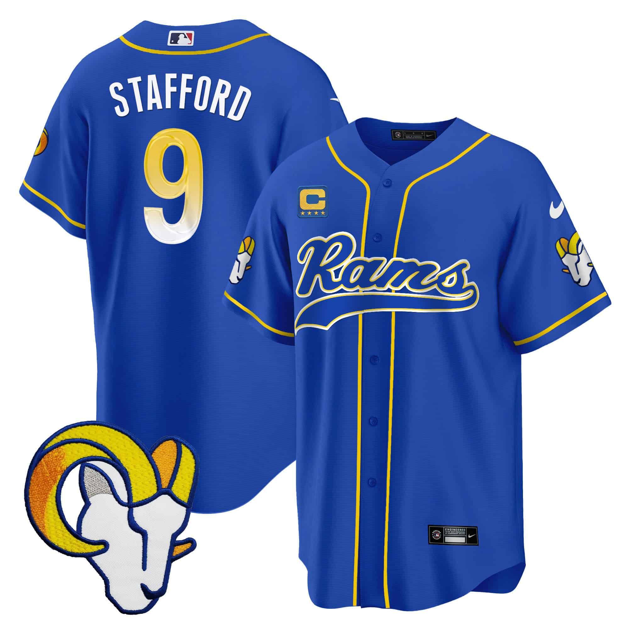 Men Los Angeles Rams #9 Stafford Blue 2024 Nike Baseball NFL Jersey style 1->indianapolis colts->NFL Jersey